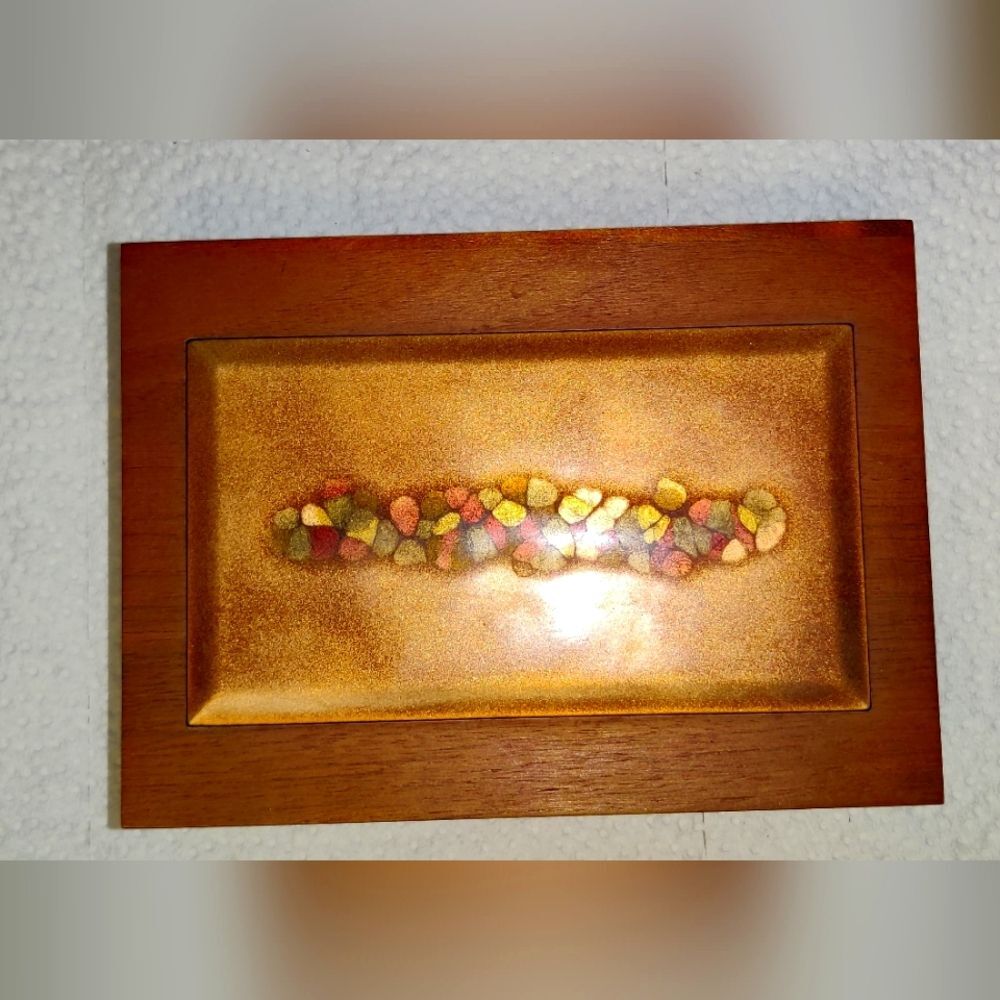 Vintage 1950s Bovano Enameled Copper Card Playing Box w/ Orig. Cards and Pencil